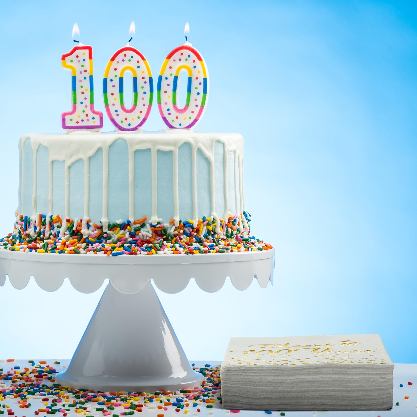 Paquete de servilletas Qilery 100 años doradas, ideal para eventos.