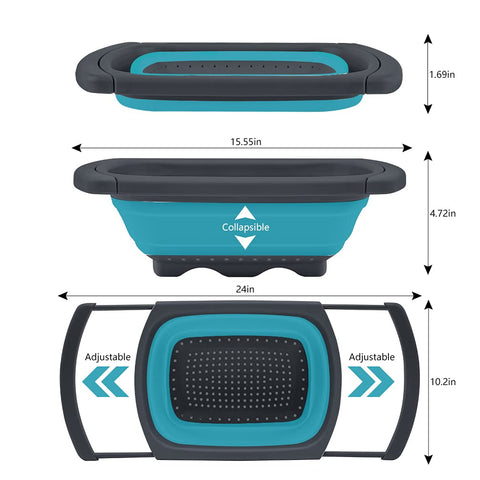 QiMH colador extensible 6 qt sobre el fregadero, ahorro de espacio