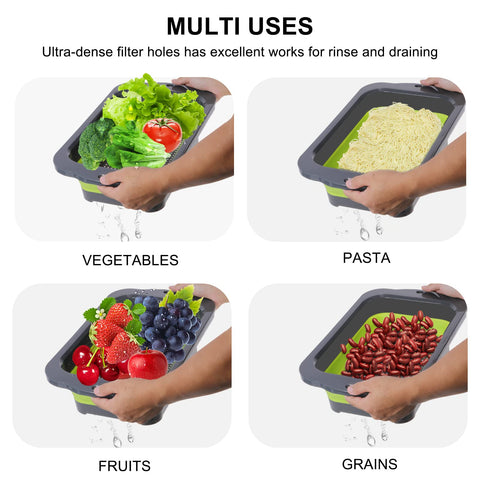 QiMH colador plegable de alta capacidad para verduras y frutas
