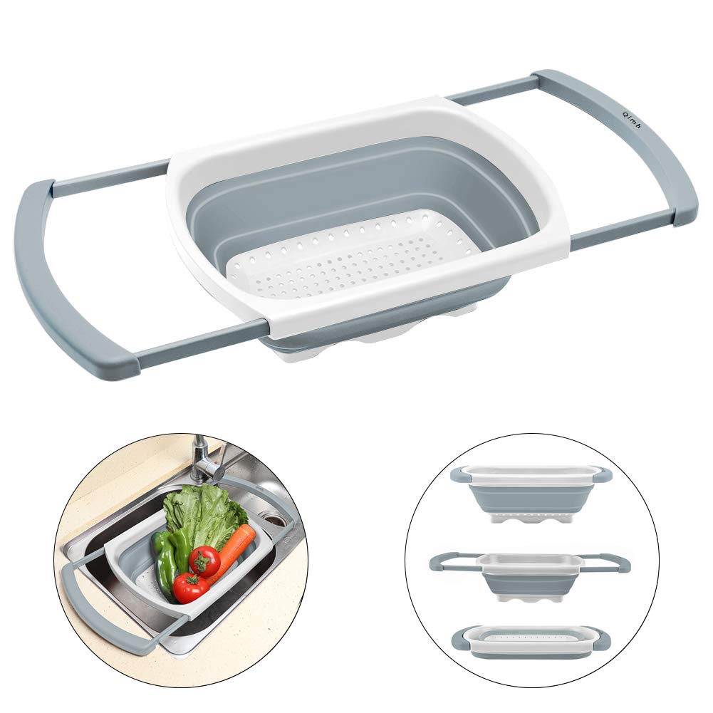 QiMH colador plegable de gran capacidad para seis cuartos de pasta y verduras