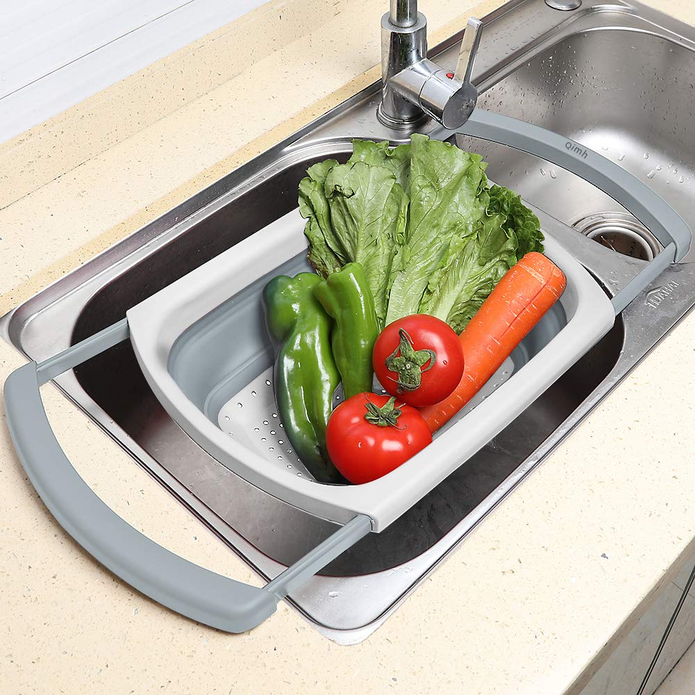 QiMH colador plegable compacto para cajón de la cocina