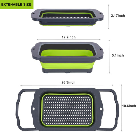 QiMH colador plegable con mango extensible para verter sin goteos