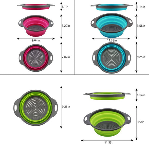 QiMH colador plegable azul para verduras en fregadero