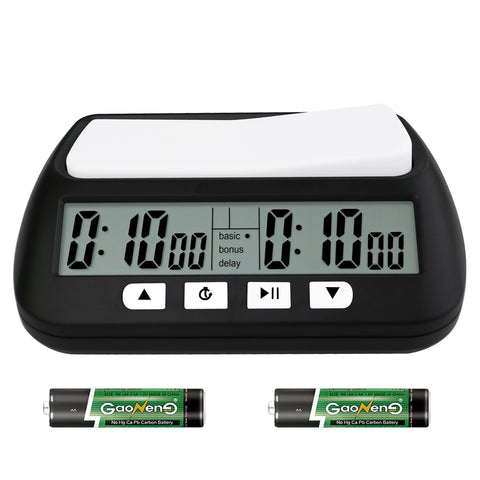 QINFIEY Reloj de ajedrez digital, frente, ideal para partidas rápidas y claras
