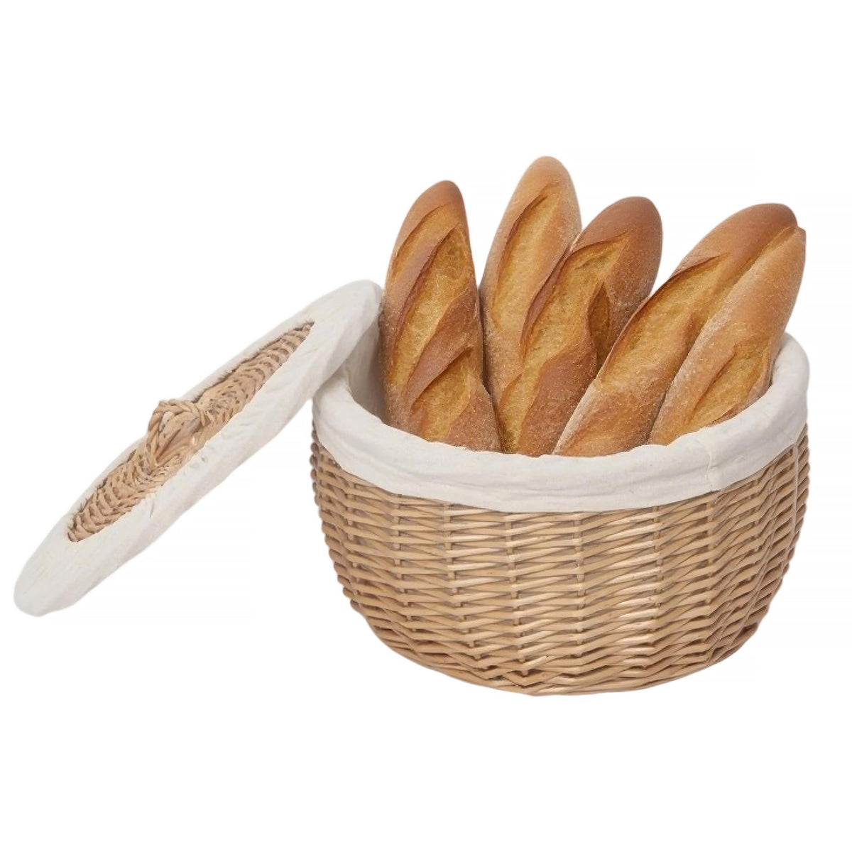 Canasta de pan QINGTUHOME con tapa para servir pan fresco con estilo rústico.