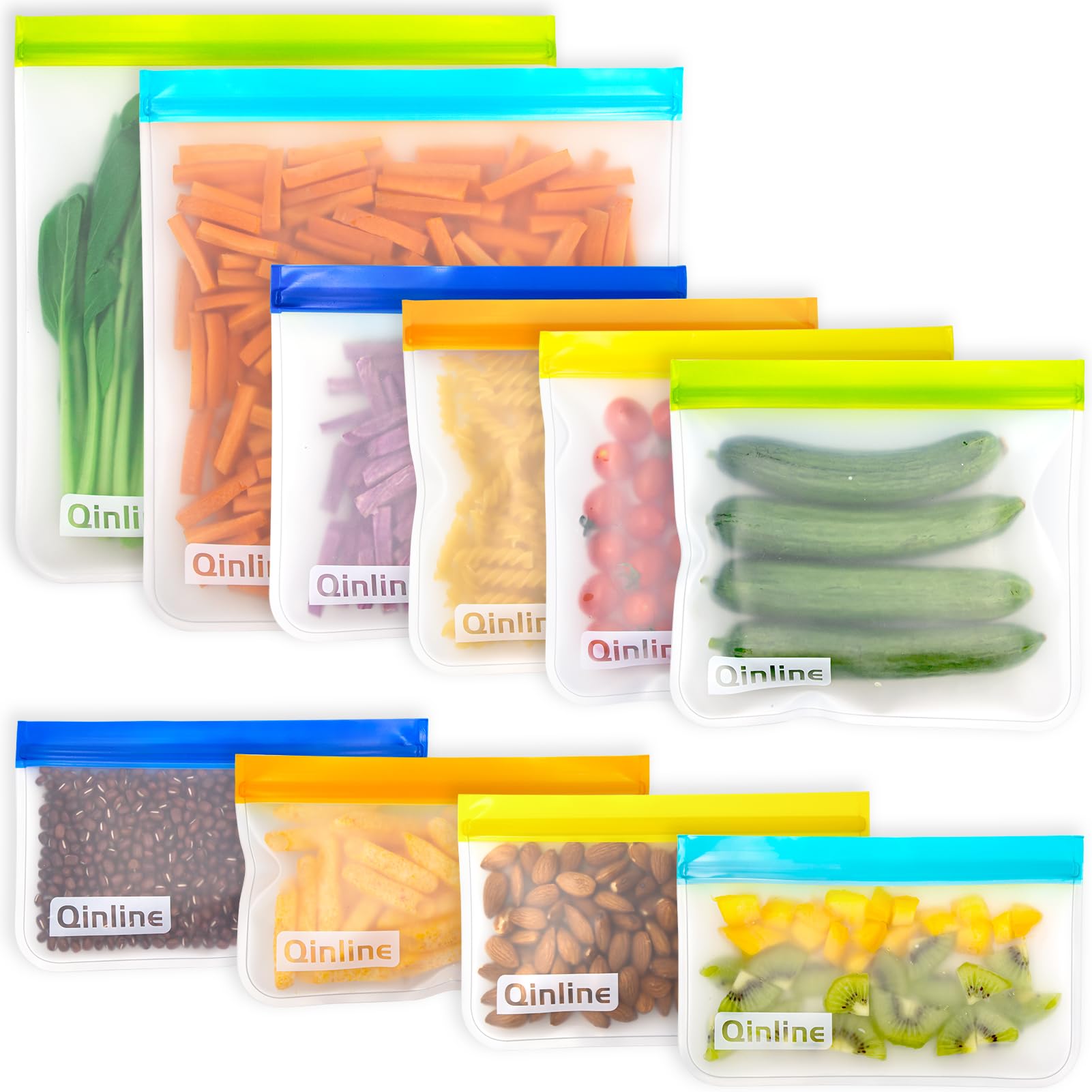 Bolsas Qinline para congelador con cierre doble, mantiene los alimentos frescos.