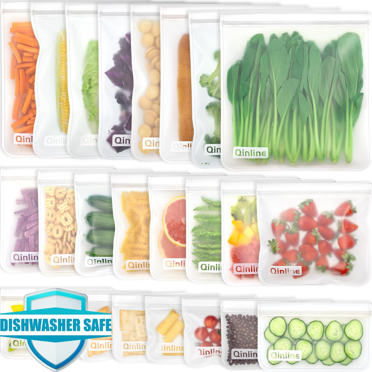 Bolsas Qinline para almacenamiento de alimentos, gran capacidad y reutilizables