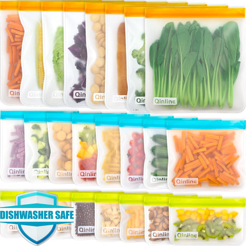 Bolsas Qinline para almacenamiento de alimentos con cierre doble reutilizables