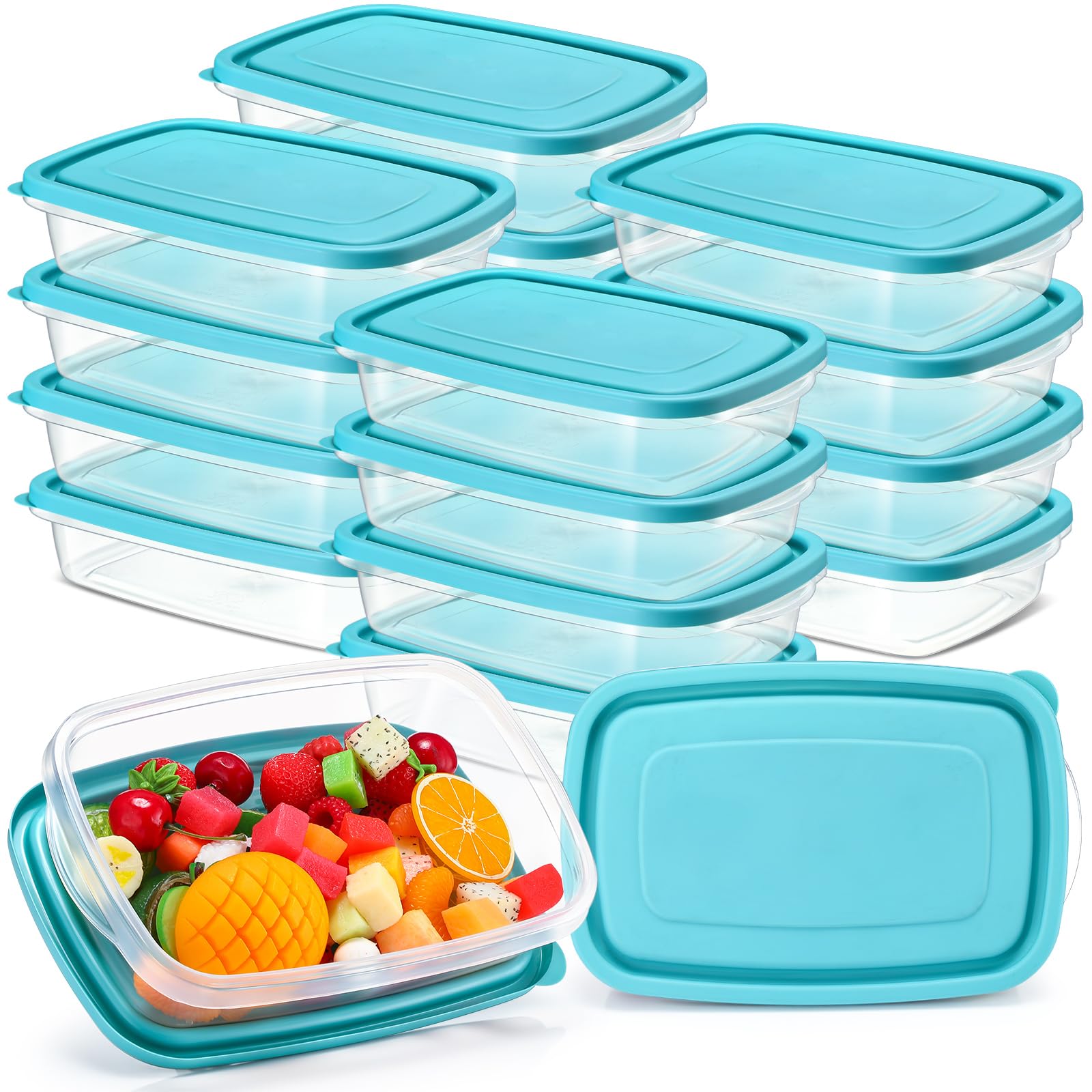 Conjunto de contenedores Qinyoung de 33 oz con tapas azules para porciones