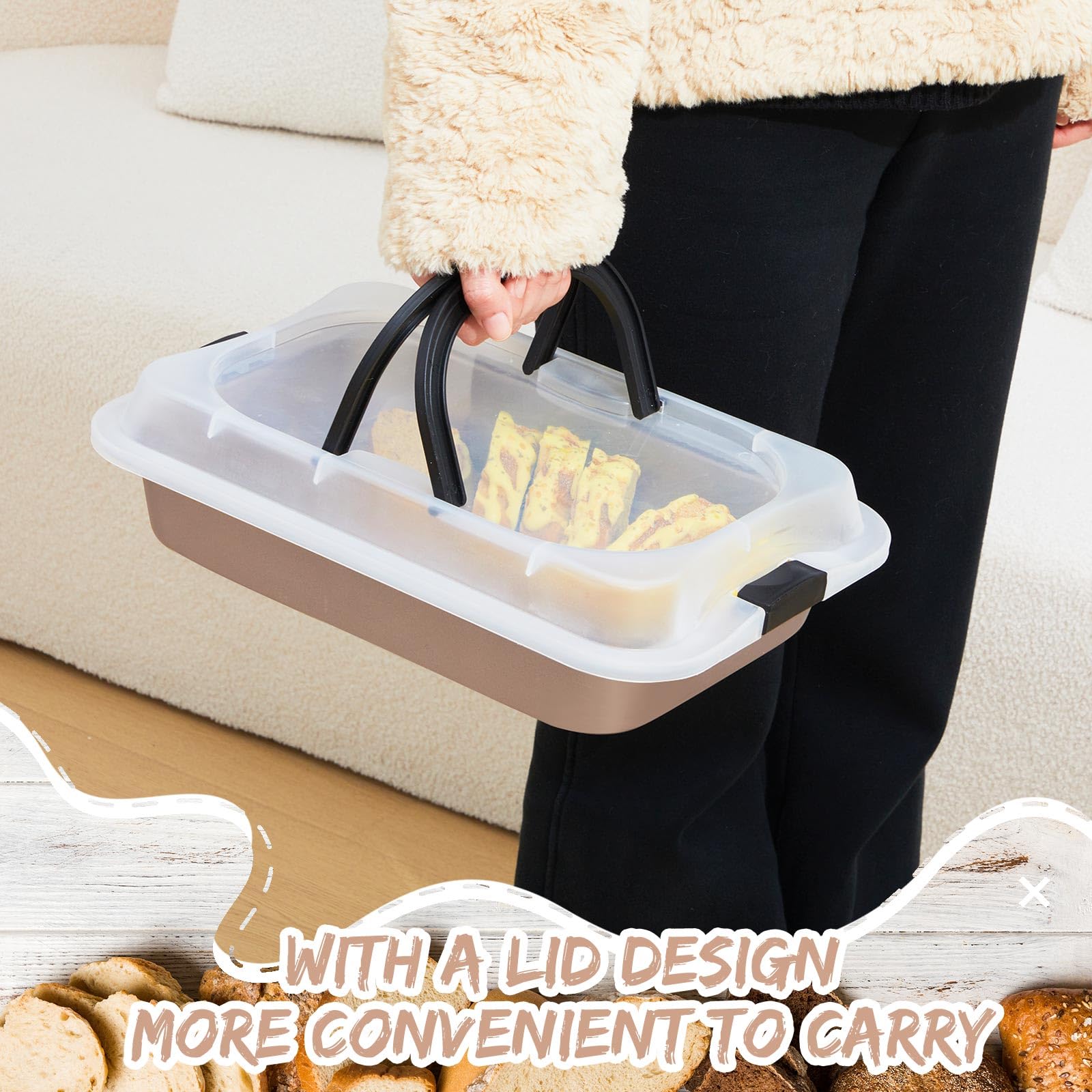Dimensiones exteriores 14.4x9.7x2.2 pulgadas para recetas amplias.