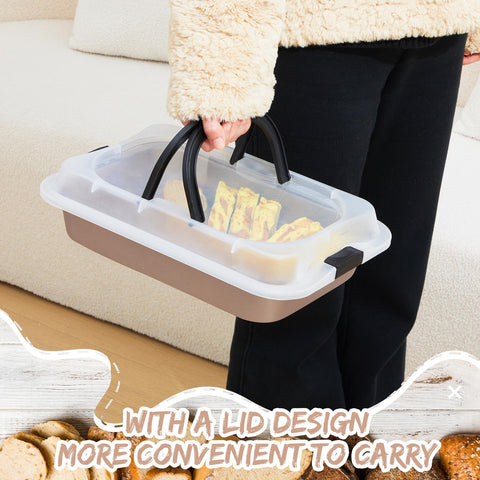Dimensiones exteriores 14.4x9.7x2.2 pulgadas para recetas amplias.