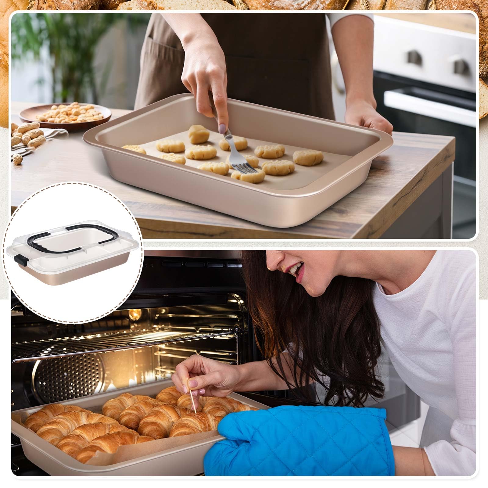 Dimensiones internas 13x9 pulgadas ideal para porciones.
