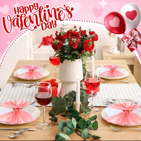 Diseño decorativo para la mesa de San Valentín con colores vivos.