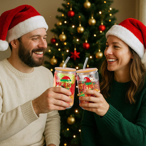 Juego de 6 vasos para fiestas y regalos navideños.