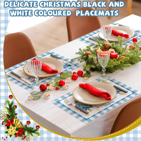 Brillante diseño navideño en azul: añade color y calidez a cualquier mesa.
