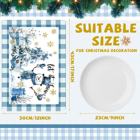 Manteles Qinyoung azul con trineo azul: protección contra derrames y ambiente navideño.