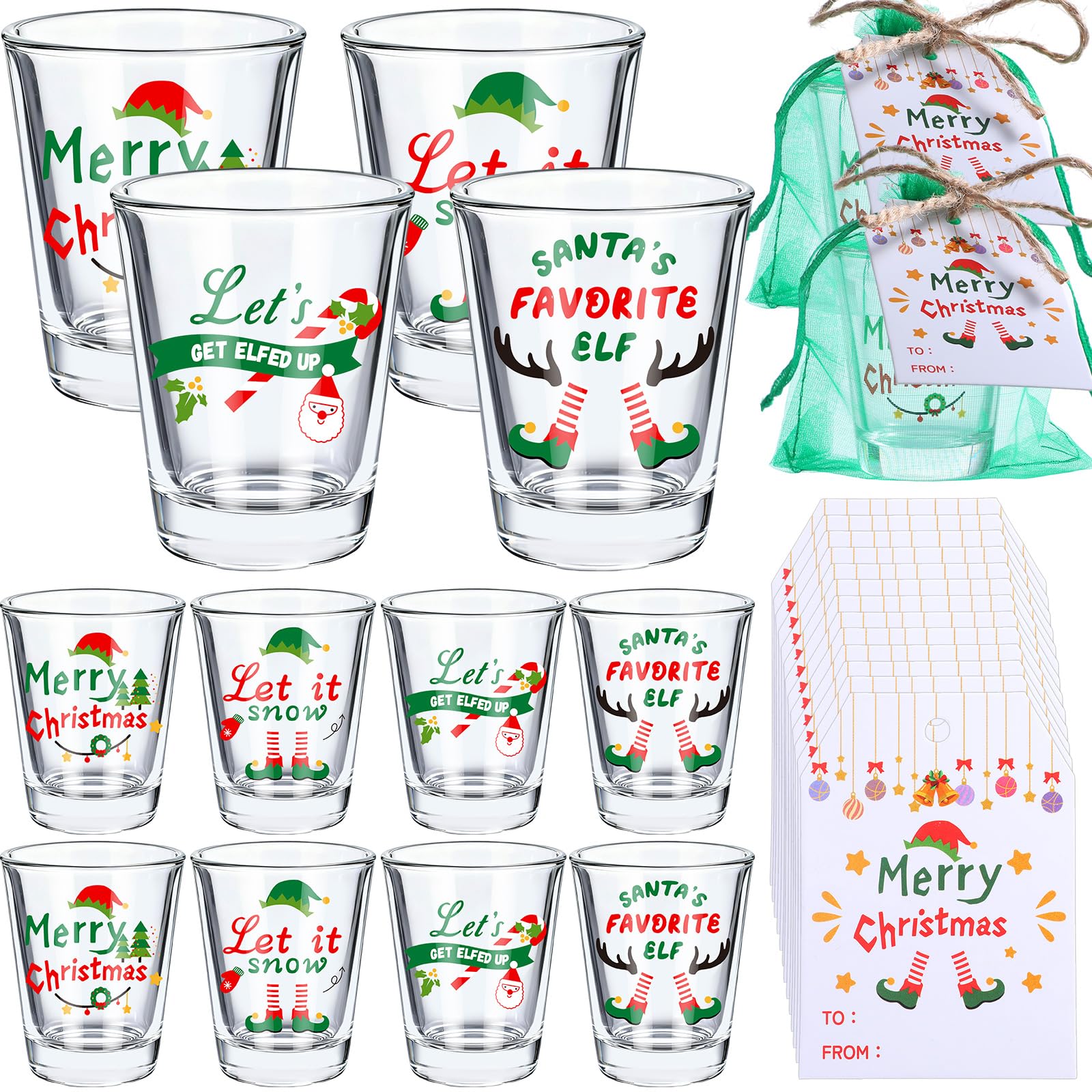 Vaso de chupito navideño Qinyoung de 2 onzas para brindis festivos