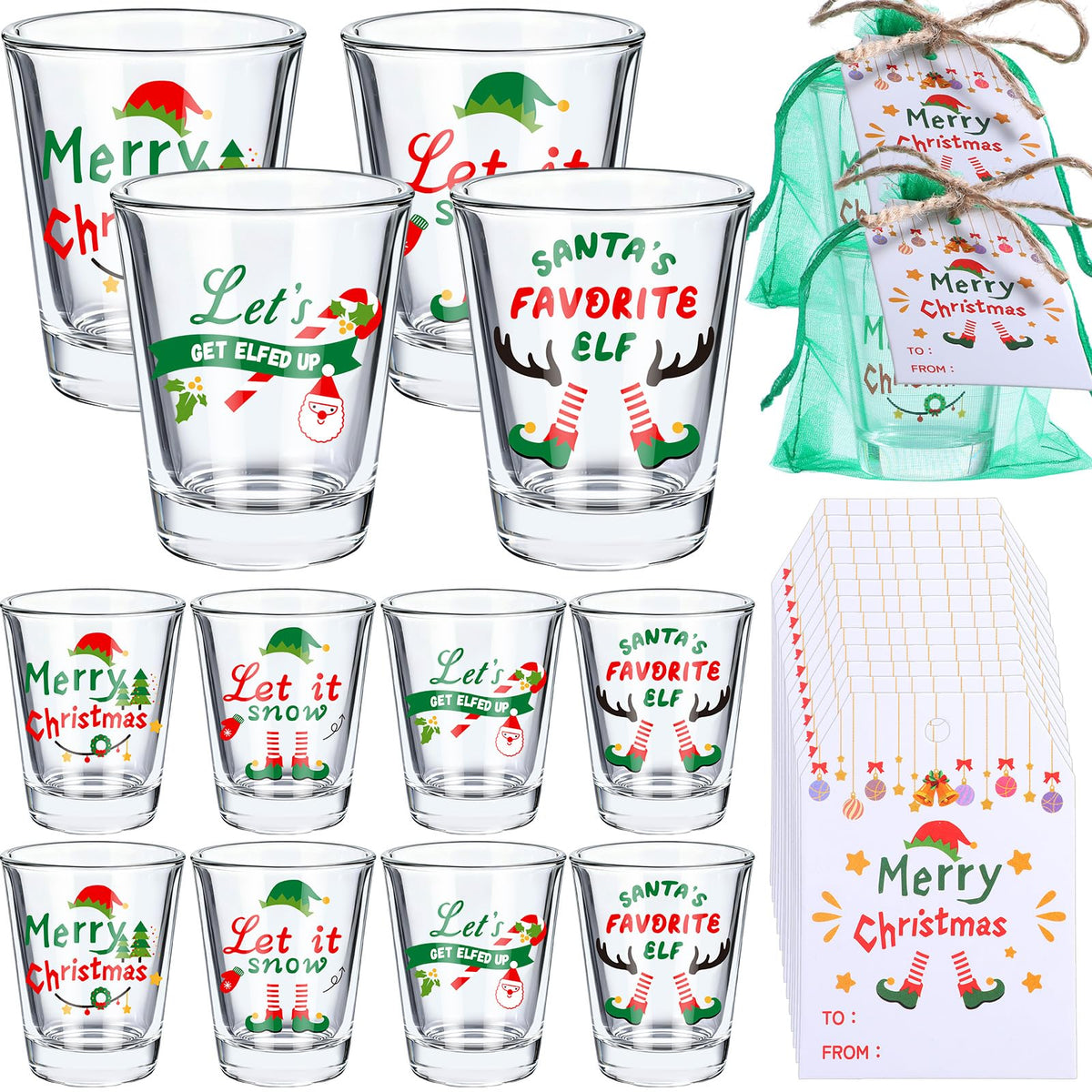 Vaso de chupito navideño Qinyoung de 2 onzas para brindis festivos
