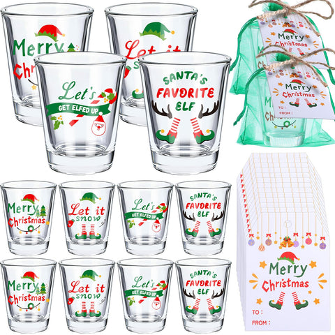 Vaso de chupito navideño Qinyoung de 2 onzas para brindis festivos