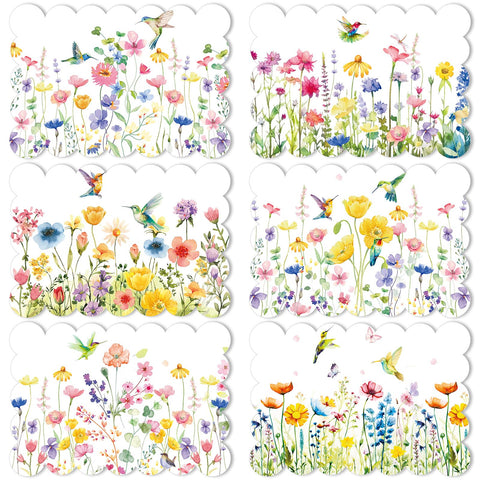 Manteles individuales Qinyoung con arreglo floral acuarela para mesa, color y estilo.