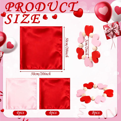 Servilletas de tela 50x50 cm en rojo y rosa para cenas festivas.