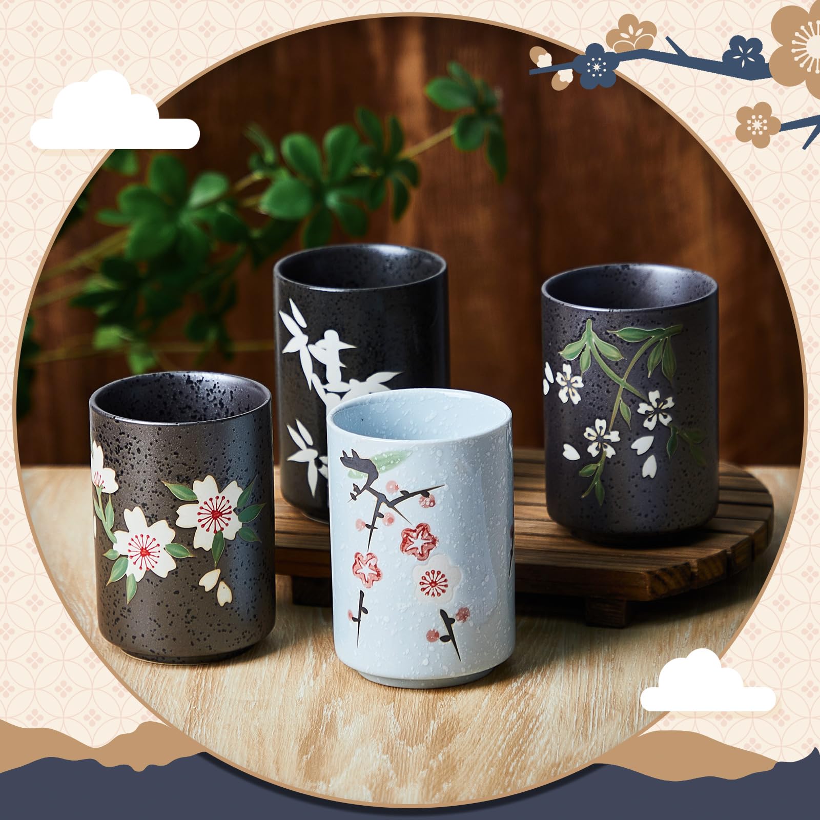 Tazas de té japonesas Qinyoung, arte hecho a mano ideales para ceremonias y rituales.