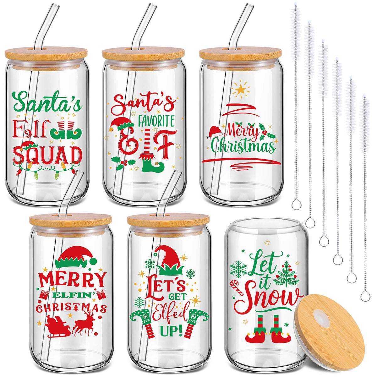 Vasos Qinyoung de cristal con motivos navideños para chocolate caliente.