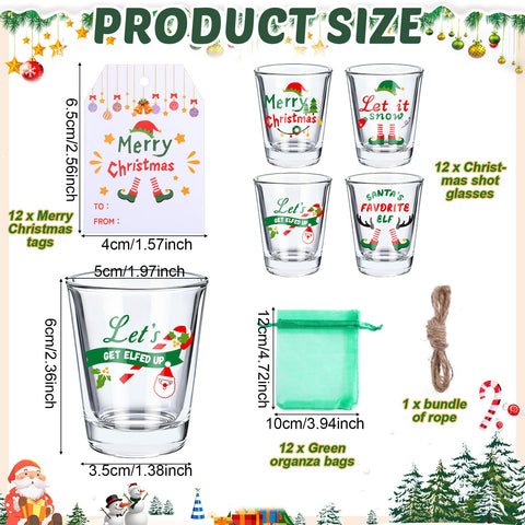Conjunto de 12 vasos con diseño navideño de Qinyoung