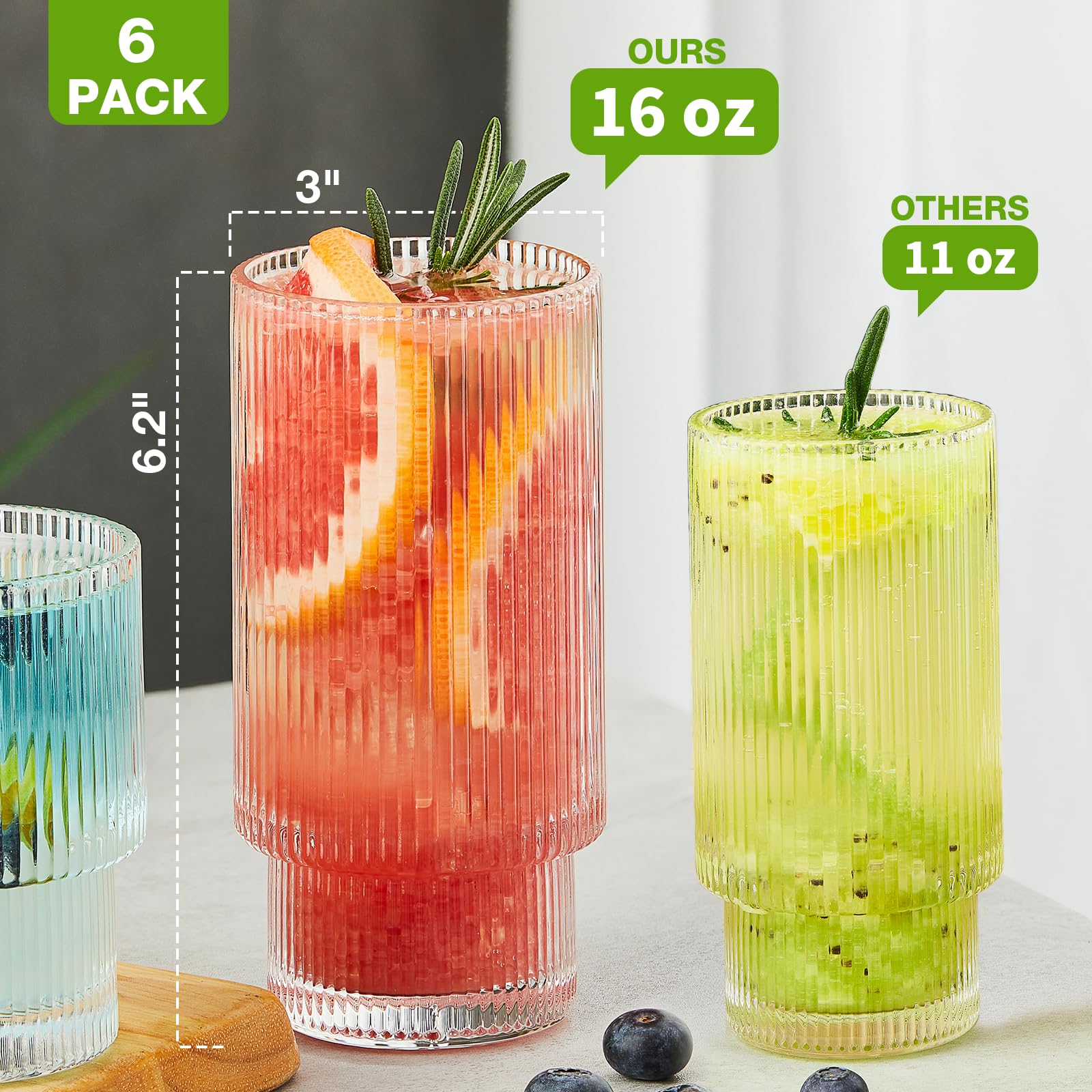 Qipecedm copas coctel cristal claro 16oz, ideales para cócteles.