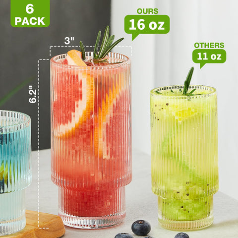 Qipecedm copas coctel cristal claro 16oz, ideales para cócteles.