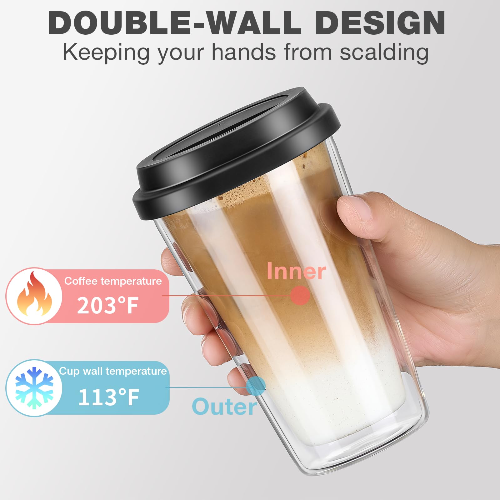 Qipecedm: taza de doble pared con efecto flotante para café caliente.