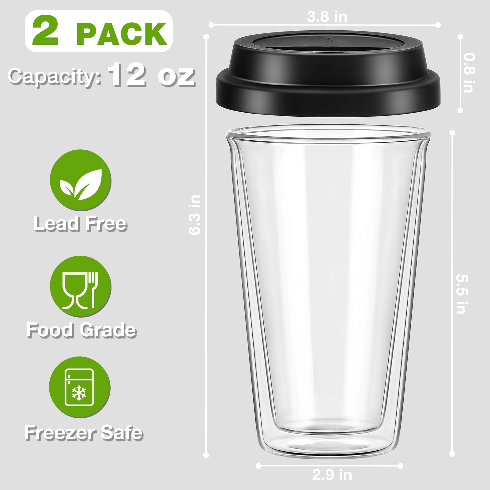 Qipecedm: taza de viaje de 12 oz para bebidas frías o calientes.