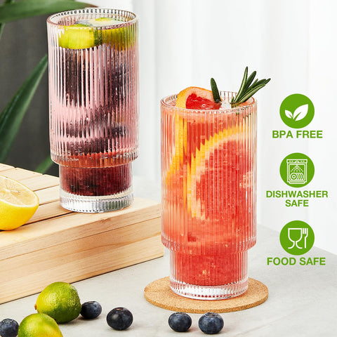 Qipecedm vasos para agua y jugos cristal 16oz, uso diario.