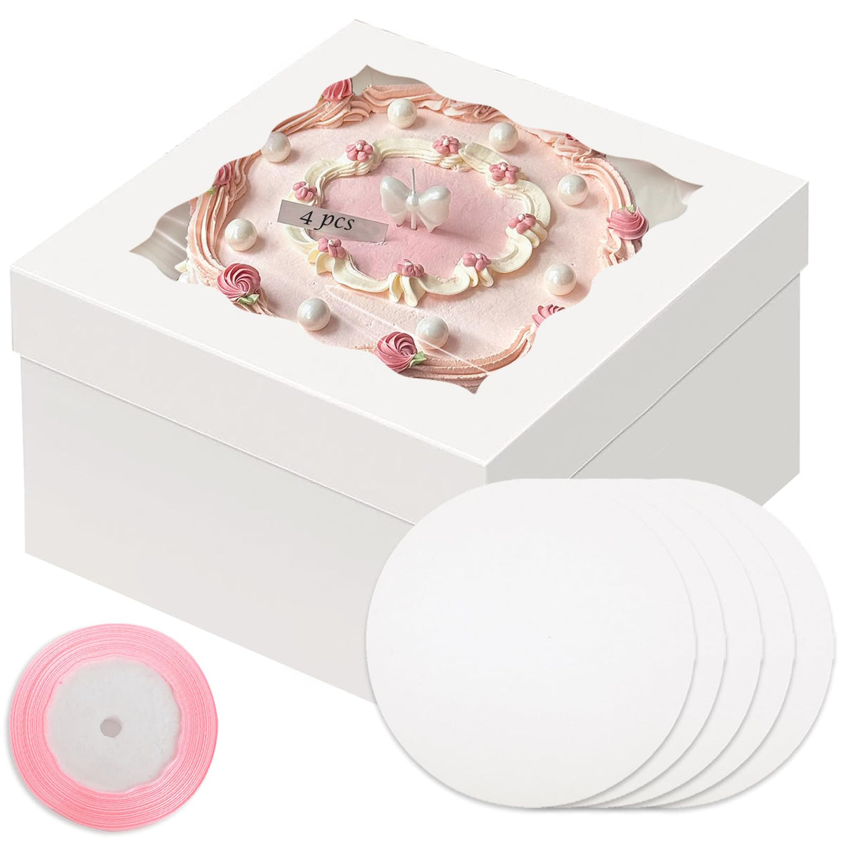 Caja pastel blanca qiqee con ventana para regalo