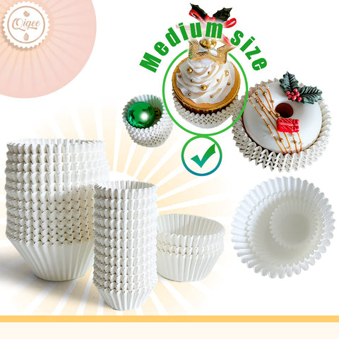 qiqee forros blancos para cupcakes, altura 3,2 cm