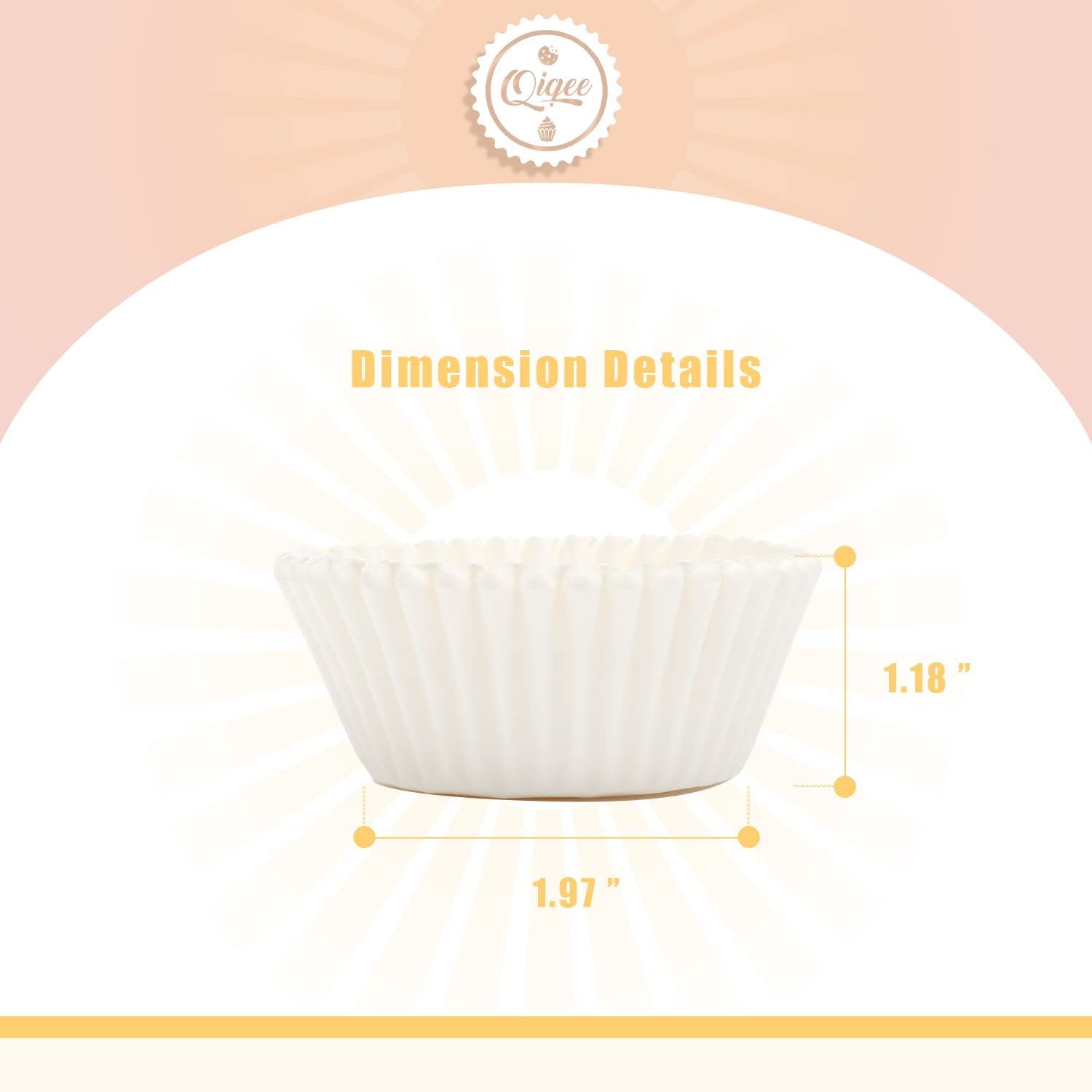 qiqee forros blancos para cupcakes, tamaño estándar, base de 5 cm