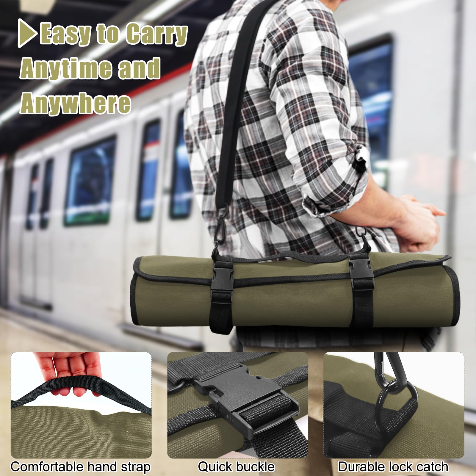 QIQU Bolsa Army Green, lona resistente, construcción duradera para uso prolongado