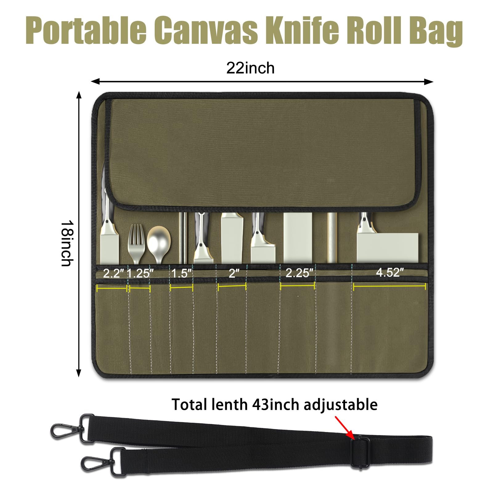 QIQU Bolsa Army Green, exterior, acceso rápido y protección durante el viaje