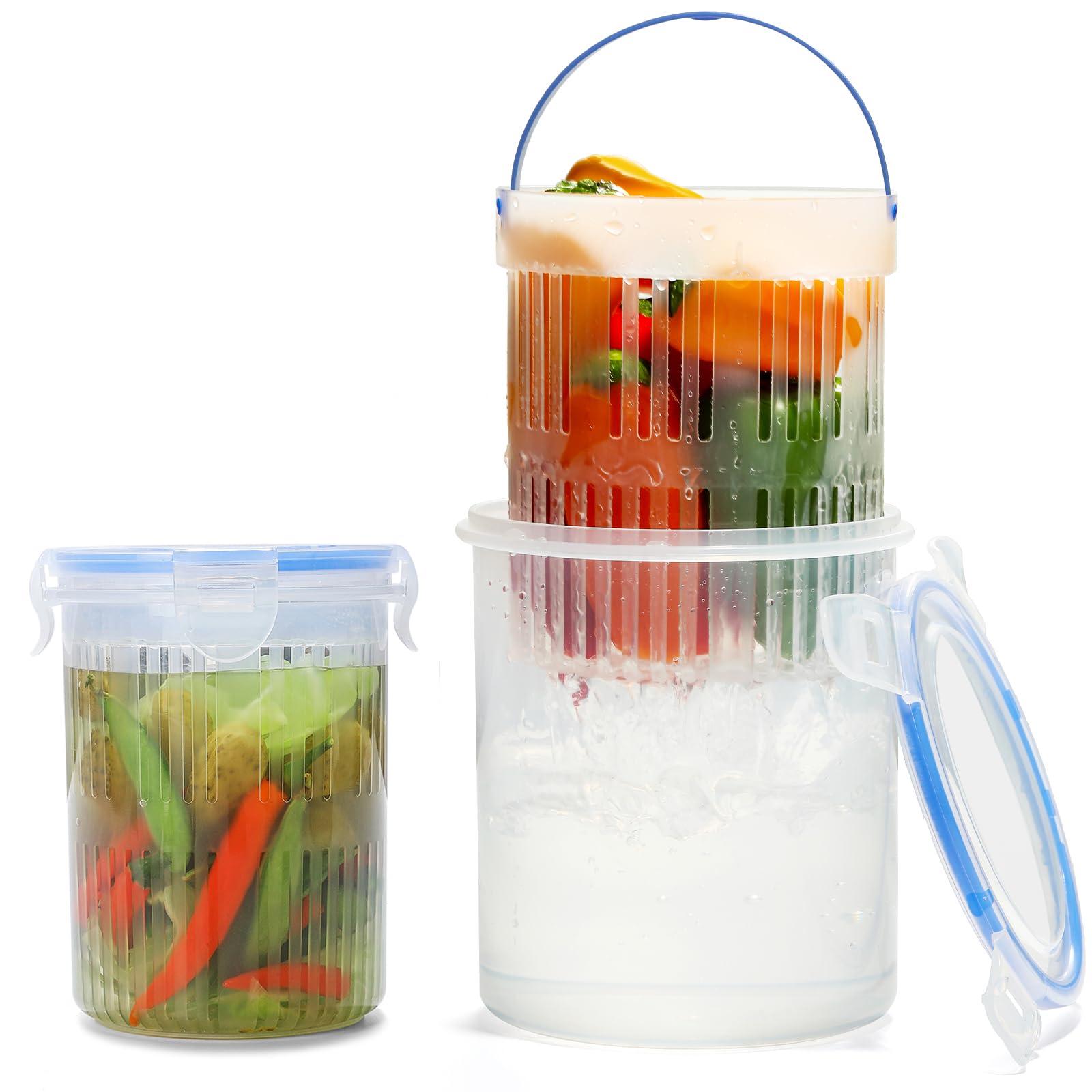 Qiuhome tarro para pepinillos con colador de 24 oz, práctico para conservar pepinillos en jugo.