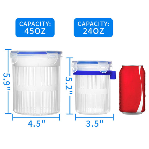Qiuhome tarro para pepinillos con colador de 45 oz, ideal para porciones grandes.