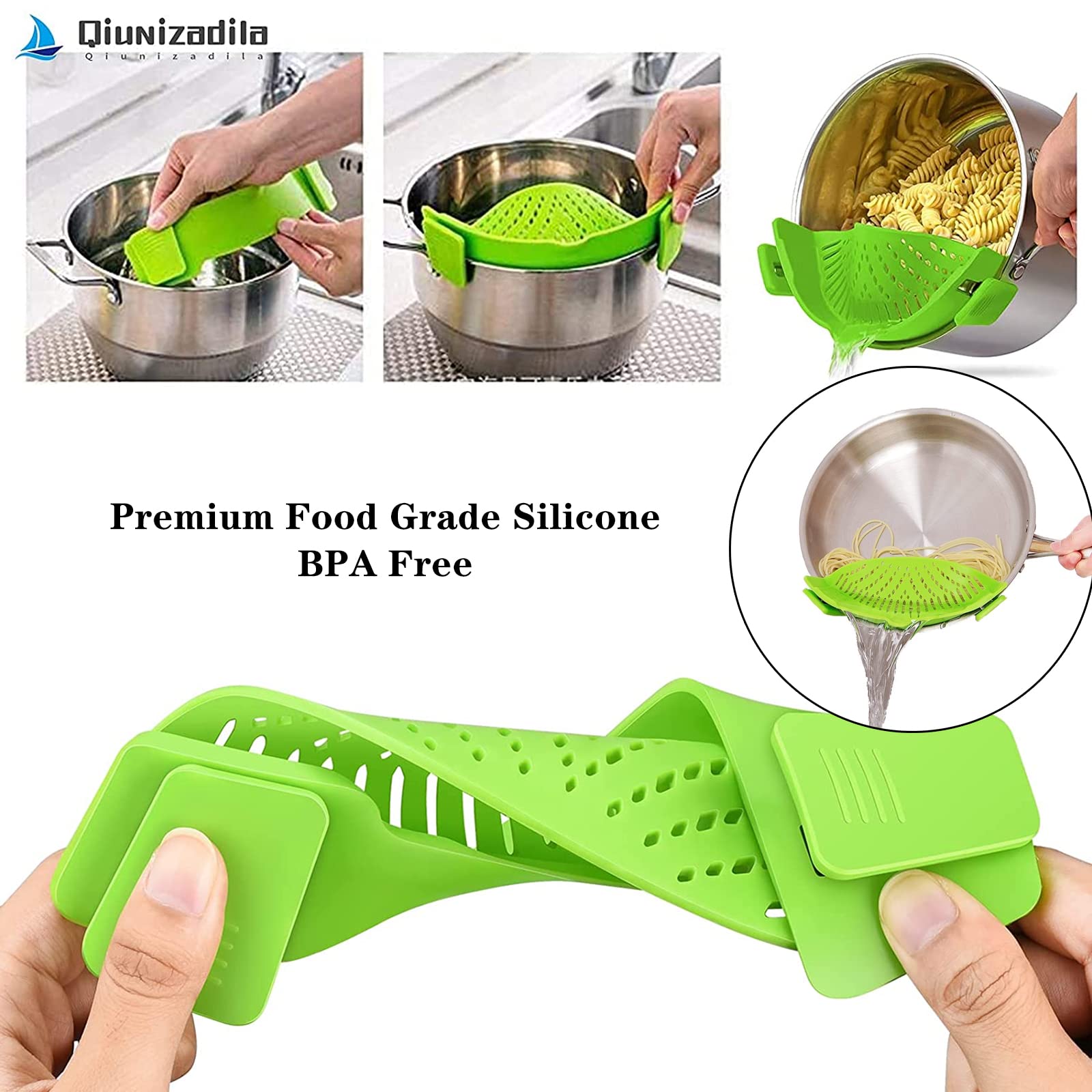 Qiunizadila escurridor clip para olla, apto para verduras y frutas, fácil de lavar.