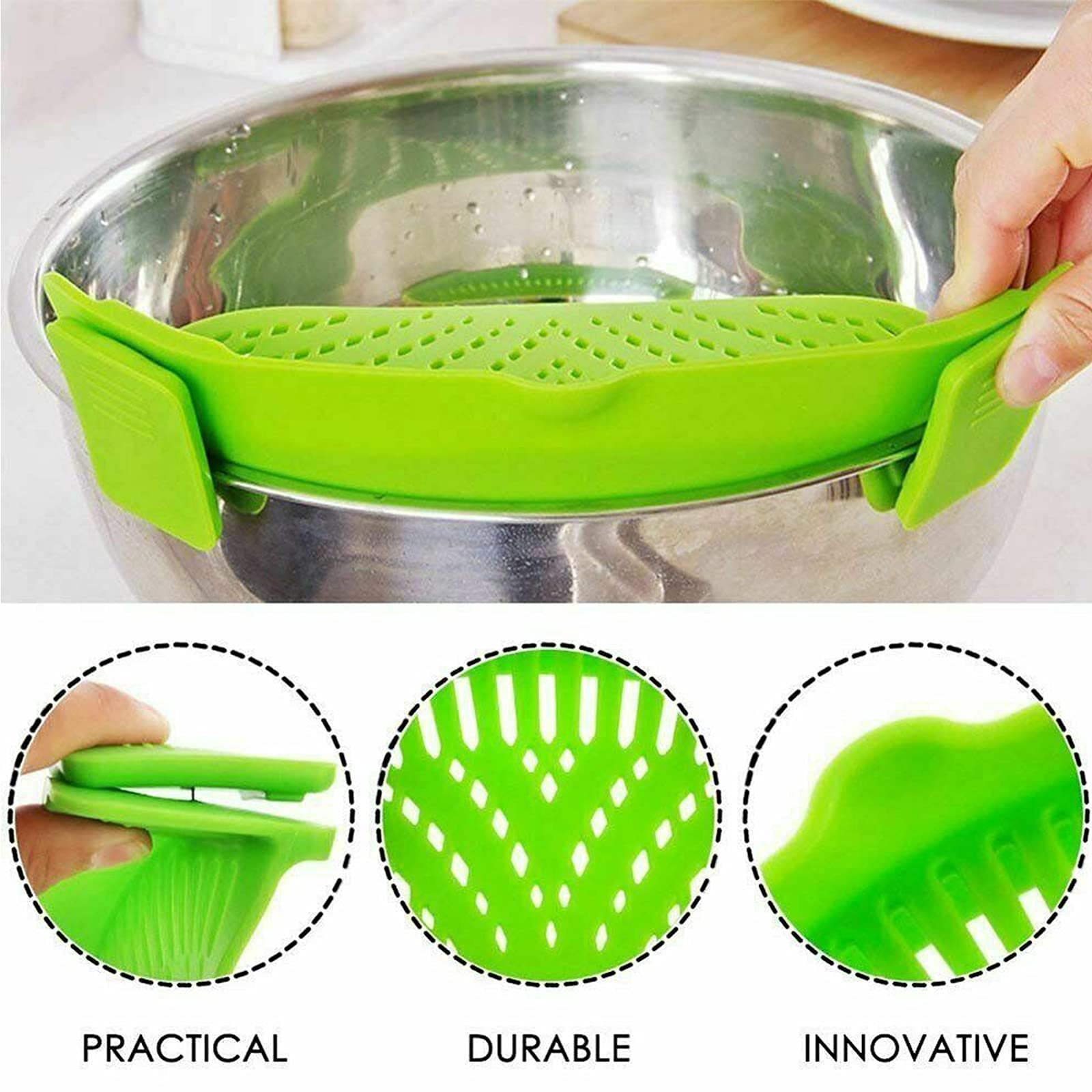 Qiunizadila escurridor de silicona resistente al calor, seguro para altas temperaturas.