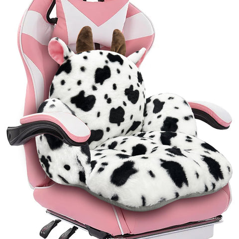 QIUODO: cojín con patrón vaca para silla de juego, aporta estilo y confort.