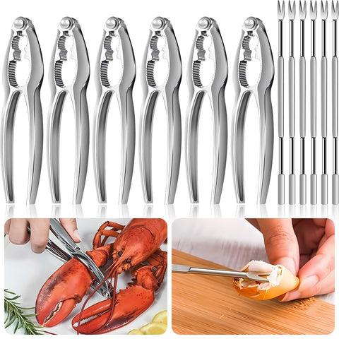 QiWeiFaCai abrecangrejos, set de 12 herramientas para mariscos, ideal para reuniones.