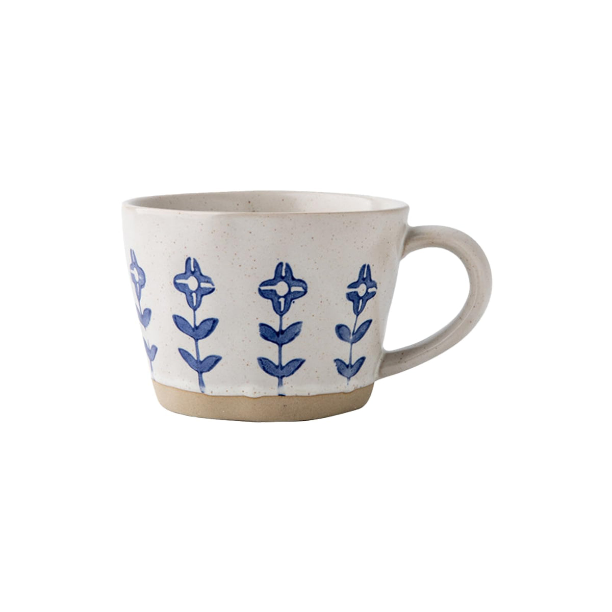 Taza cerámica QIXCOZTI Azul Floral, perfecta para café diario.