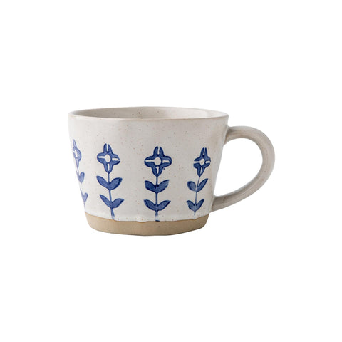 Taza cerámica QIXCOZTI Azul Floral, perfecta para café diario.