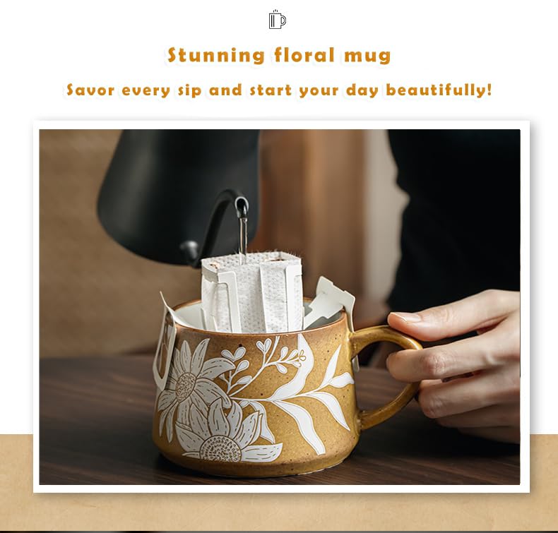 Taza cerámica con gradiente amanecer, ideal para té o café diario.