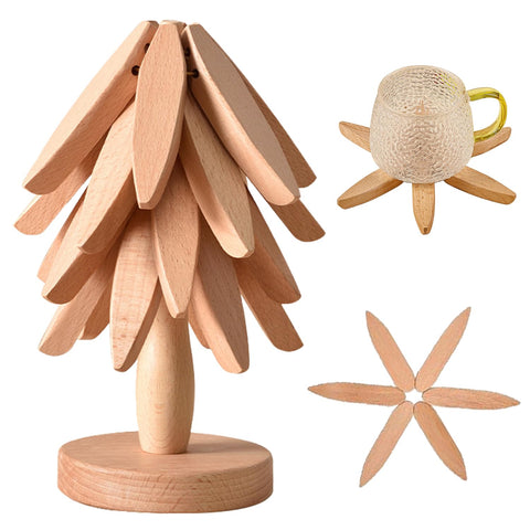 QIYLQE salvamantel de nogal plegable con diseño de árbol para decorar y proteger superficies