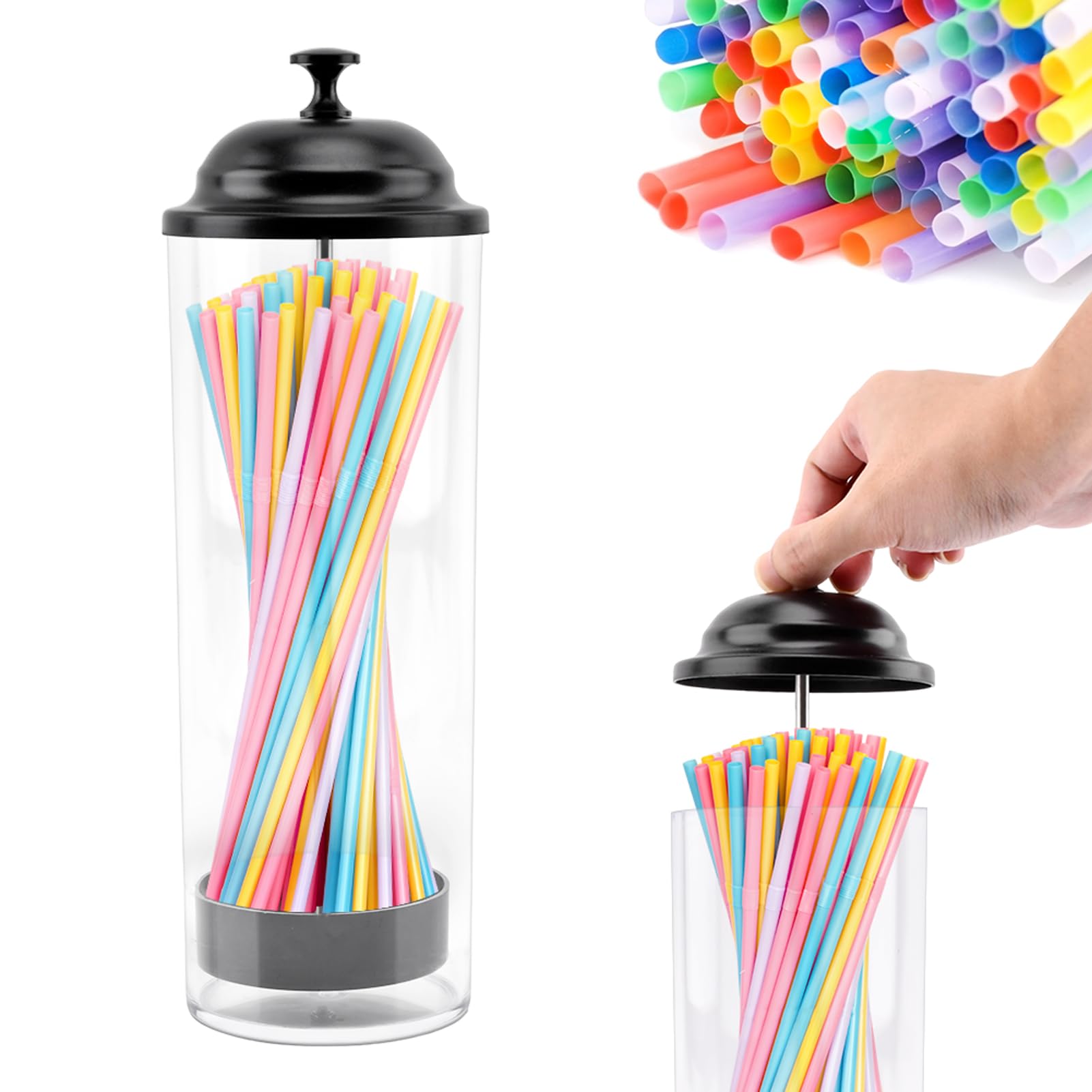 QKDS dispensador de pajillas 8,5 pulgadas para pajillas largas y ordenadas
