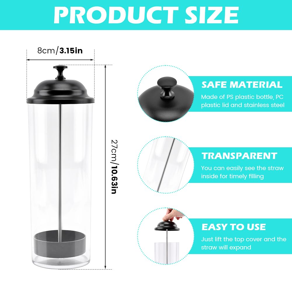 QKDS dispensador de pajillas con cuerpo transparente para ver cuando reabastecer